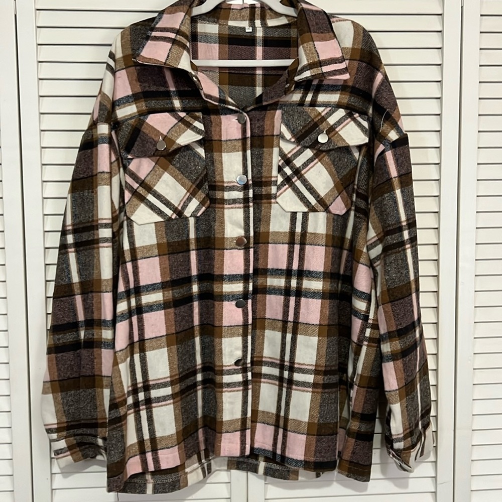 NEW Super Soft Pinck & Brown Flannel Jacket